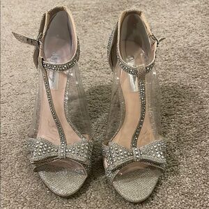 Elegant Silver Embellished Women's Heels